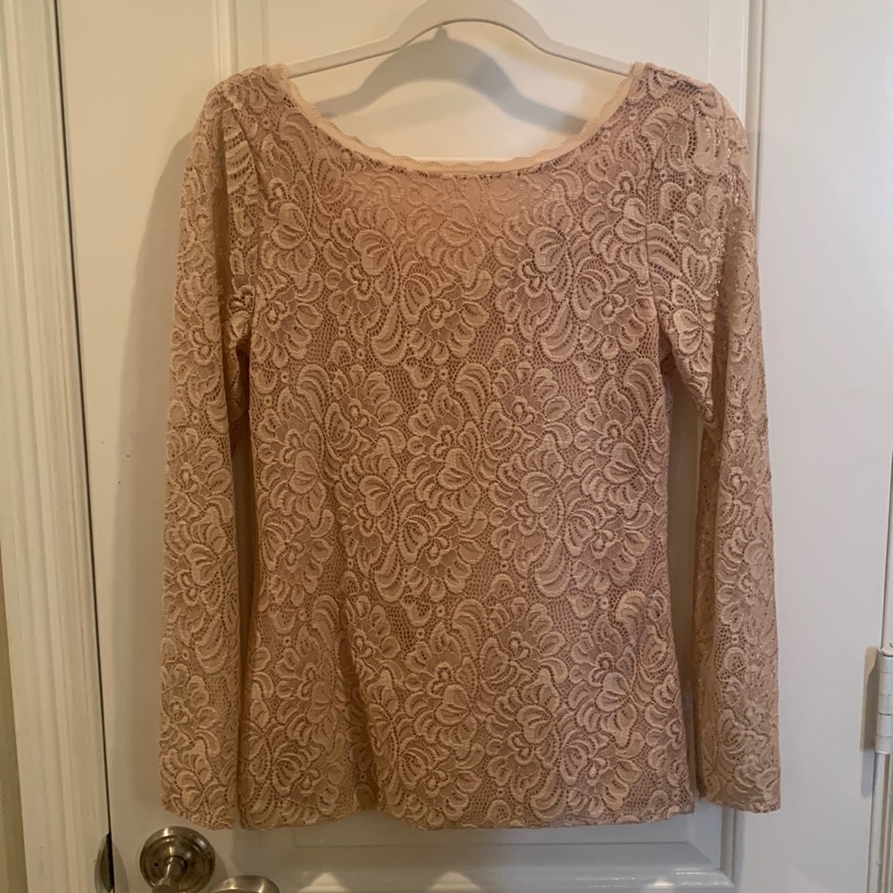 Nude Blush Lace Top by White House Black Market Size S